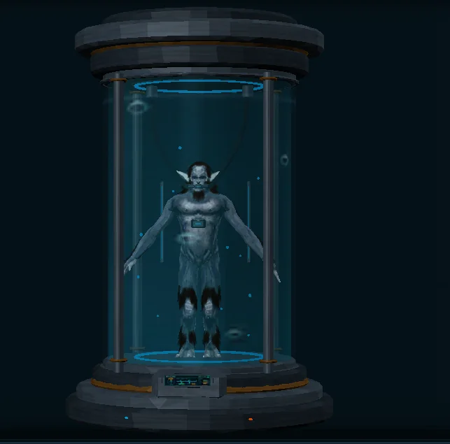 Custom creature displayed in a chamber in SWG New Beginnings